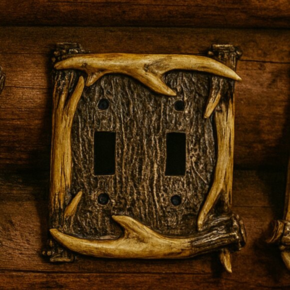 NWT Set of 3 Faux Deer Antler Light Switch Plate Covers - Picture 12 of 12